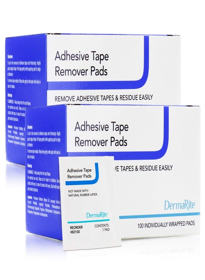 DermaRite Adhesive Tape Remover Pads - 200 Pack- Individually Wrapped Sterile Wipes - Removes Medical Adhesive Tape and Residue from Skin - Non Irritating - Latex Free - 100 Per Box - Image 1